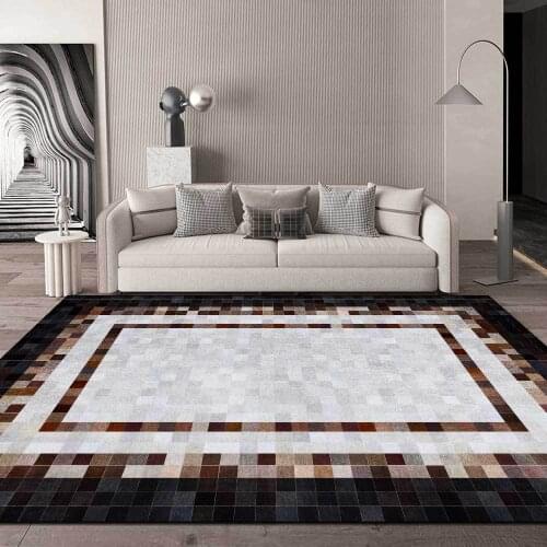 200*300cm fashion modern imitation leather pattern square frame brown black living room bedroom bedside carpet floor mat
