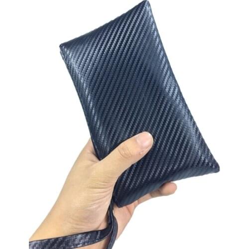 2018 Simple Men Women Wallets PU Leather Carbon Fiber Pattern Bag Zipper Clutch Coin Purse Phone Wristlet Portable Long Handbag