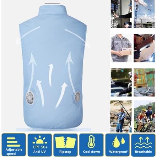 2020 USB Fan Cooling Hiking Vest Fishing Cycling Vest Riding Sunscreen Work Outdoors Summer High Temperature Quick Cooling Vest