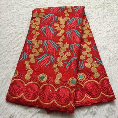 2021High Quality African Nigerian Tulle Lace Fabric Cotton Embroidery Swiss Wedding Party Dress 5Yards hz1112