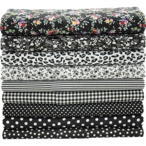 25*25cm 9pcs Black Cloth Group Shredded Cloth Pure Cotton Fabric For Sewing Handmade Patchwork Ragdoll Clothes Making
