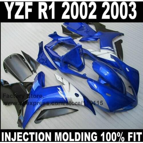 ABS 100% Full injection fairings kits for YAMAHA 2002 2003 R1 YZF R1 02 03 blue black fairing parts
