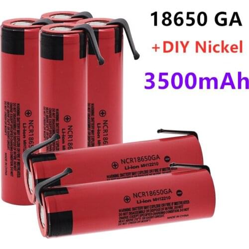 NCR 18650GA 20A discharge 3.7V 3500mAh 18650 Battery rechargeable battery for toy flashlight flat-top lithium battery+Nickel