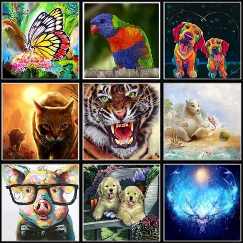 Diamond Painting Character 5d Diy Cat Butterfly Fish Tiger Portrait Mosaic Art Hobby Round Diamond Home Mural Decoration