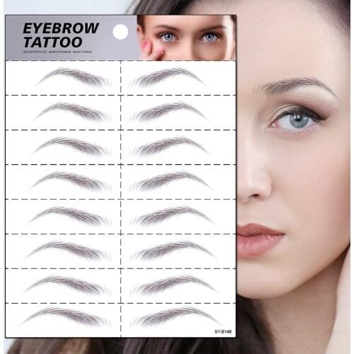 4D Water-based Hair-liked Authentic Eyebrow Tattoo Sticker Waterproof Cosmetics Long Lasting Makeup False Eyebrows Stickers
