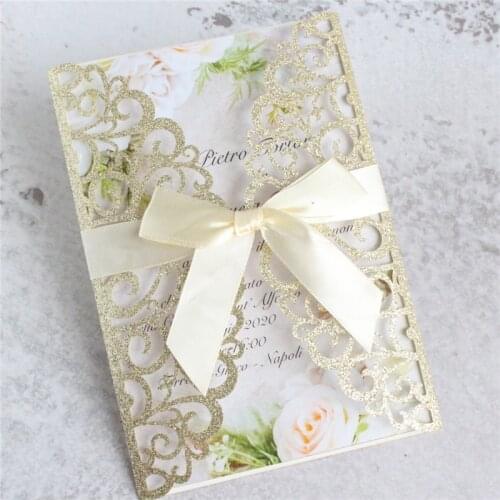 Glittery invitations wedding card envelop marriage Quinceanera thanksgiving blank greeting cards