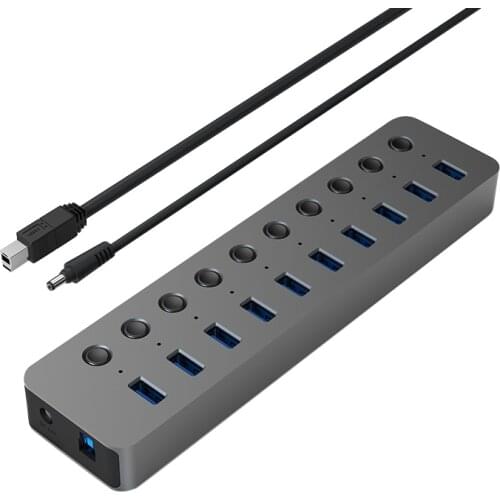 Blueendless USB Splitter 7/10/13 Port Expander Multi USB 3.0 12V Power Adapter USB3.0 Hub with switch for Laptop docking station