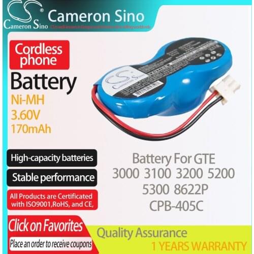 CameronSino Battery for GTE 3000 3100 3200 5200 5300 8622P fits Cobra CPB-405C Cordless phone Battery,Landline battery 170mAh
