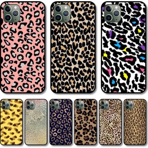 Leopard grain Phone Case cover For iphone 12 pro max 11 8 7 6 s XR PLUS X XS SE 2020 mini black cell shell
