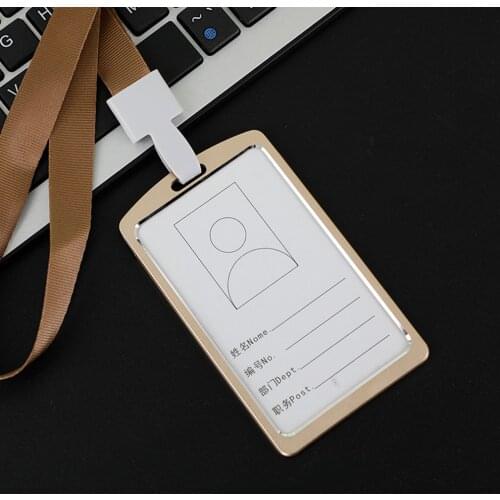 Fashion Aluminum Vertical Id Card Office Supplies Student Nurse Badge Holder Business Work Bus Card Case Cover Lanyard Work Card
