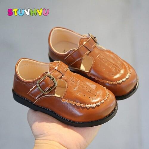 Black Leather Shoes for Girls Soft Comfortable Childrens Shoes Spring Autumn New Casual Toddler Boys Shoes School Flats 21-30