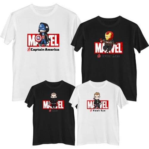 Marvel The Avengers Iron Man Captain America Thor Spider Man Black Widow Hawkeye Hulk Ant Man T-shirt 100% cotton Mens Children