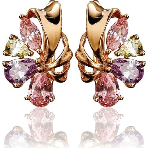 Hanreshe Crystal Stud Earrings Wedding Girl Earrings Copper Vintage Jewelry Minimalist Golden Earring Female Accessories Gift