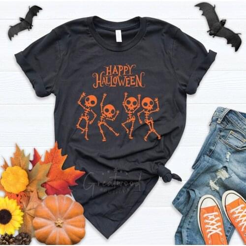 Happy Halloween Funny pattern cesthetic Women Tshirt Cotton O Neck Top Tees Short Sleeve Cusual Female Clothing pure cotton