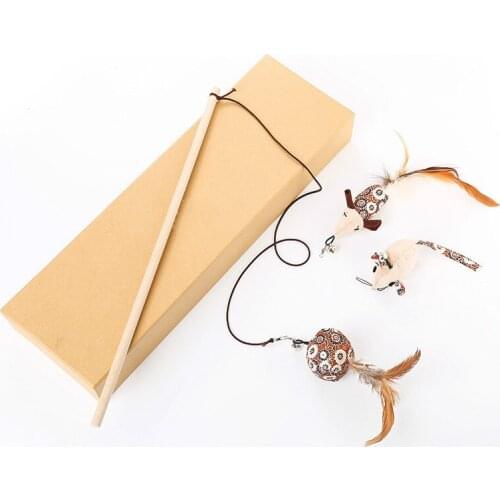 Cat Toy Mouse Funny Cat Stick Replacement Head Bite Pet Toy Set Cat Christmas Cat Toys Interactive