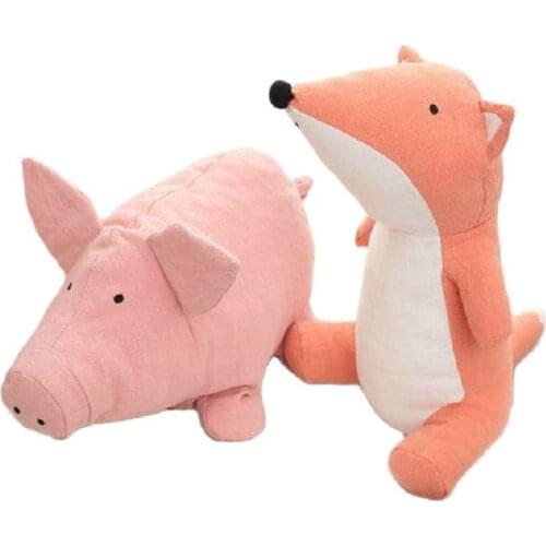 Gunny Cloth Art Fox Pig Crocodile Stuffed Toy Soft Cloth Cartoon Animals Doll toys DecorAction Movie Princess Fox Doll toys