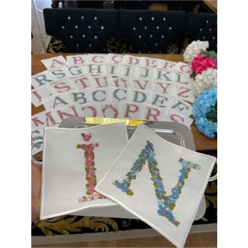 Lettered Cocktail Napkin 2-Piece Home Decoration Personalized Pink Blue Color Zamzam Tea Coffee 15*15 cm