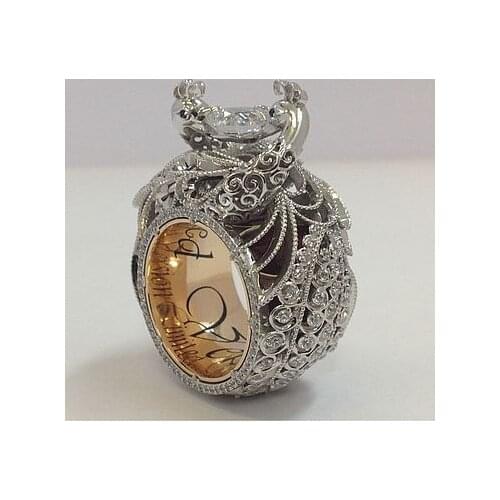 Womens Fashion 925 Sterling Silver Ring Luxury Elegant Natural White Sapphire Jewelry Wedding Engagement Party Ring Size 5-11