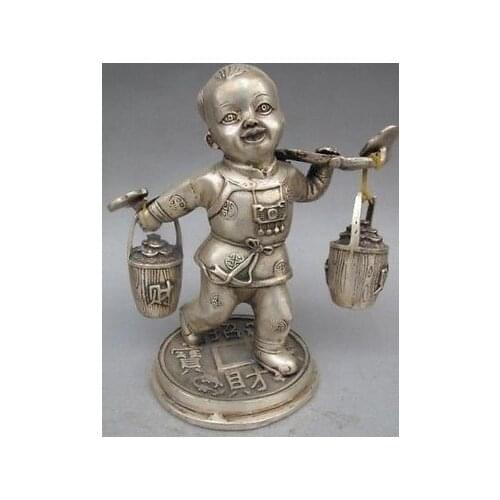 Beautifully crafted Silver ingot child pick two barrels w Qing Dynasty Mark