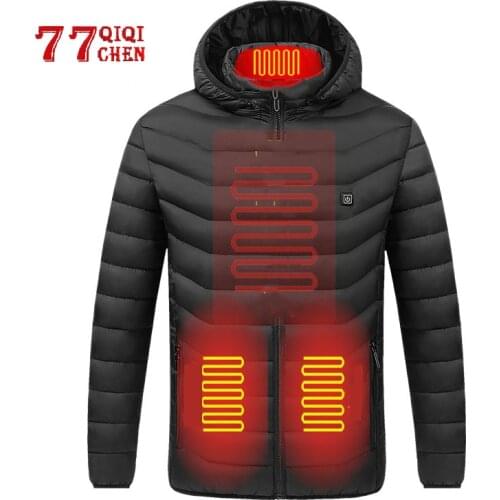 Heated Jackets Mens High Quality Down Cotton Women Outdoor Coat USB Electric Heating Hooded Jackets Warm Thermal Parka 4XL