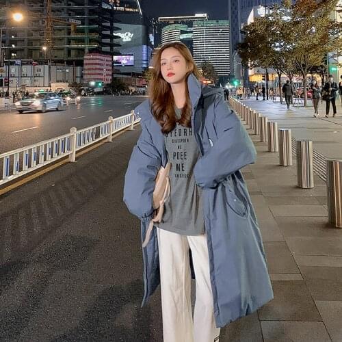 Oversized Long Winter Jacket for Women Korean Style Solid Ladies Parka with Pockets Patch Design Loose Casual Hooded Female Coat
