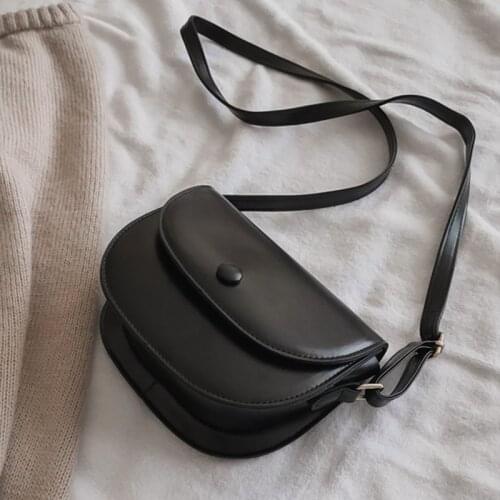 Summer new womens Saddle bag cute South Korea Ulzzang PU slung Vintage pure color casual fashion shoulder bags