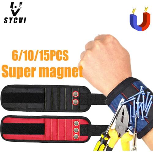Polyester Magnetic Wristband 10pcs Strong Magnets Portable Bag Electrician Tool Bag Screws Drill Holder Repair Tool Belt