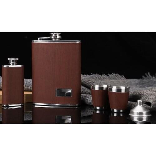 9oz Moscow набор для виски Whisky Bottle Liquor Flagon 304 Stainless steel Alcohol Funnel Vodka Wood Grain Hip Flask Gift Set