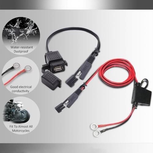 Motorcycle Phone Charger Kit Waterproof Motorcycle 12V SAE To USB Interface Phone GPS Charger Cable Adapter Kit Inline Fuse New
