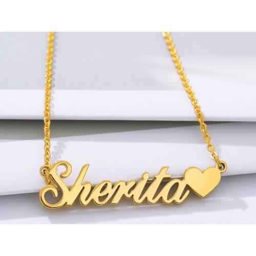 Custom Name Necklace Gold colour Stainless Steel Personalized Name Love Necklace For Women Men Bijoux Bff Jewelry