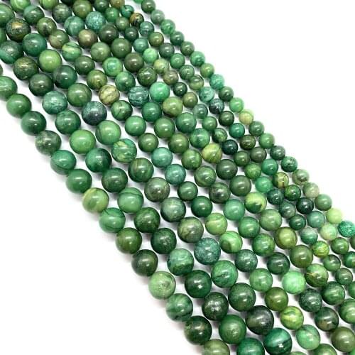 Natural Stone Green African Jade Round Beads Loosely Spaced Beads Fashion Necklace Bracelet Making DIY Beads Jewelry Accessories