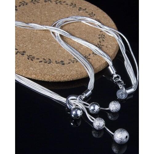 New Fashion Elegant Vintage Personalized Round bead Pendant Necklace Chain Jewelry Women 925 Silver