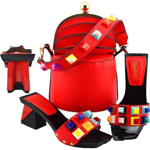 Italian Style Shoes with Matching Bags Shoes and Bag Set for Party In Women Nigerian Fashion Women Party with Handbag