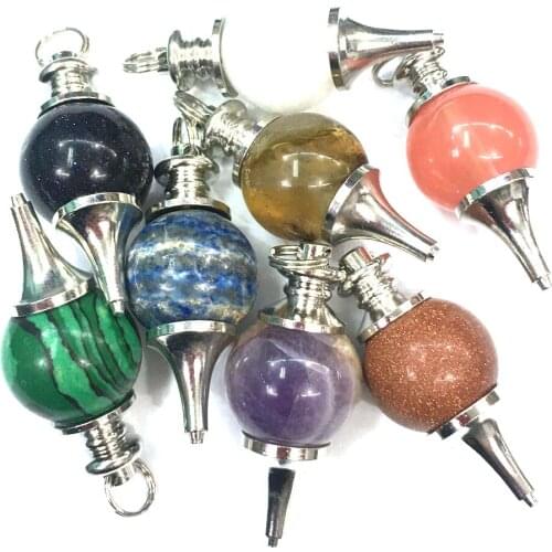 Natural Stone Pendant Necklace Accessories Ball Shape Mixed Stone Charms Agate Crystal Turquoises for Jewelry Making Bracelet