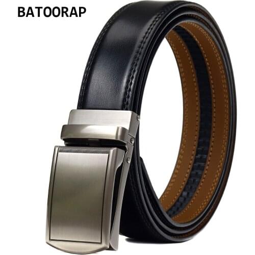 BATOORAP New Fashion Simple Business Belt For Men Genuine Leather Black Cowhide Formal Suit Accessories Male Trouser Strap Belts