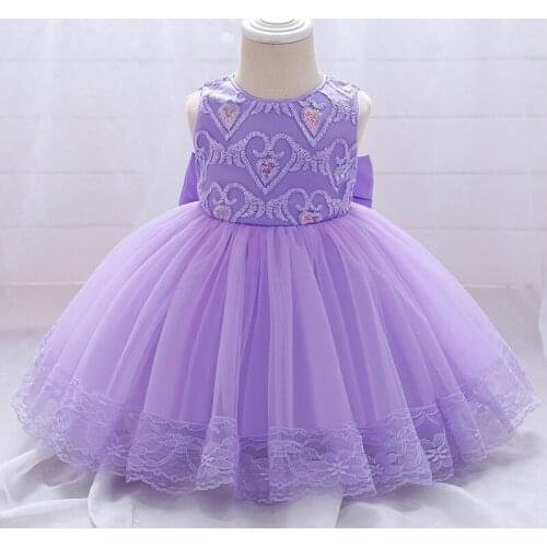 0-24 Newborn Infant Pink Dress 1st Birthday Dress For Baby Girl Clothes Back Big Bow Princess Baptism Dresses Party Dress Flower