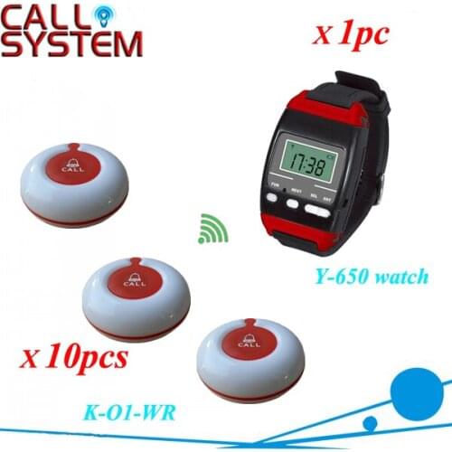 Table ordering button system for Bar/Cafe House use 1 waiter use watch and 10pcs bell for customer use when they need service