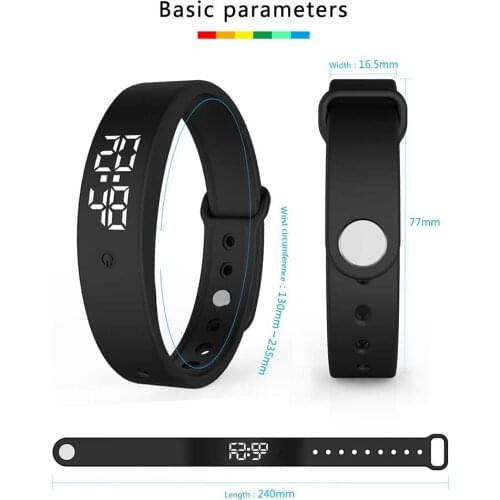 V9 Body Temperature Smart Bracelet Precise LED Display Digital Watch Clock Time Hours Smart Wristband for Men Women Kids