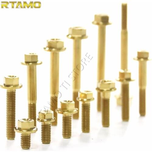 Titanium Flanged Hex Head Bolts M6X25 30 35 40 45 50 55 60mm Screws for Car,Bicycle and Motorcycle Parts