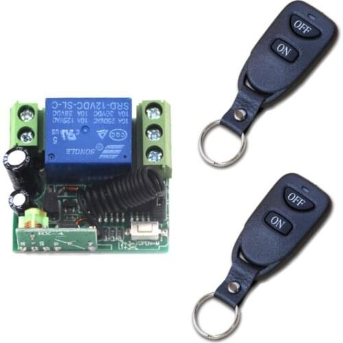 Smart Home Light Switch DC 12V Mini Relay 1CH Wireless RF Remote Control Switch System 2pcs Transmitter+ Receiver with Case