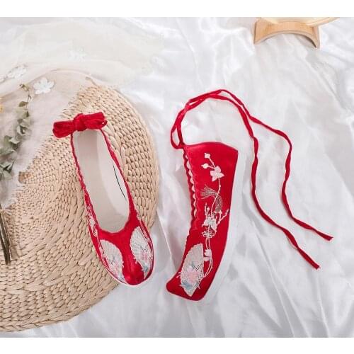 Chinese style kawaii girl sweet lolita shoes vintage women warped head shoes cute embrodery lacing kawaii shoes loli cosplay