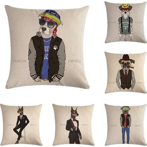 Vintage Beagle Dog Cushion Cover 45x45cm Cotton Linen Bullterrier Animal Throw Pillow Cover Dachshund Decorative Pillow Case