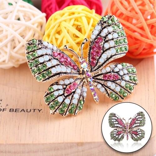 Rhistone Vintage Butterfly Brooch For Women Elegant Insect Brooch Pin Dress Coat Accessory Lady Gifts Fashion Jewelry Christmas