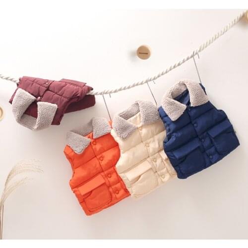 Girls Vest Autumn Winter Thicken Kids Waistcoat Boys Jackets Turn-down Collar Toddler Vest 2 3 4 5 6 Years Toddler Baby Clothes