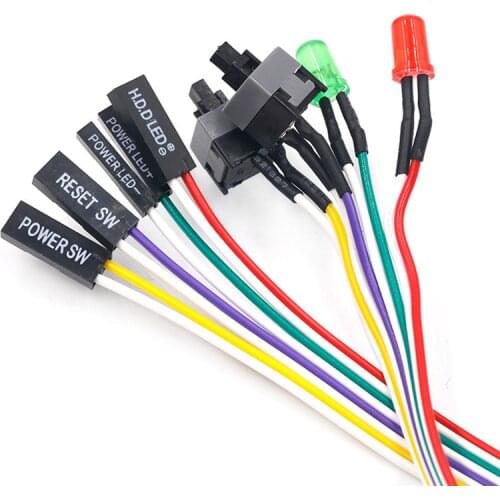 1PCS 65CM Slim PC Compute Motherboard Power Cable Original On Off Reset with LED Light PC Power Reset Switch Push Button Switch