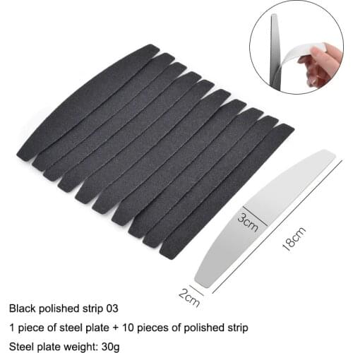 1 pcs Black Metal Nail File With 10 pcs Removalble Pads Durable Nail File Replacement Sandpaper Pads Halfmoon Straight Nail File