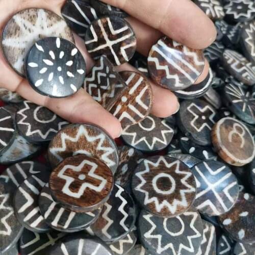 1pcs/lot High-end Bontic Wood Fossil Ground Beads Pure natural Cultural heritage Round brand dzi Multi-pattern Premium Jewelry