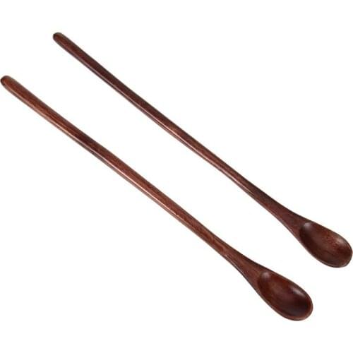 2PCS Long Handle Coffee Spoon Japanese Style Stirring Wooden Spoon Retro Honey Spoon Nanmu Small Japanese Style Stirring Spoon