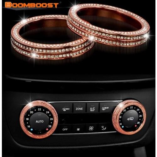 2psc BOOMBOOST For B/enz GLE260 GLK300 CLS GL M GLS SLK SL G silver air conditioning knob rhinestone decoration large circle (2)