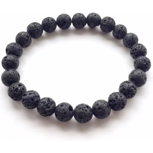 2018Fashionable 8mm Lava Stone Beads Black Adjustable Boho Bracelet Men Women For Charms Jewelry